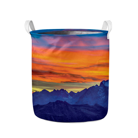 Sunset Mountain Print Collapsible Laundry Basket