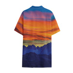 Sunset Mountain Print Cotton Hawaiian Shirt
