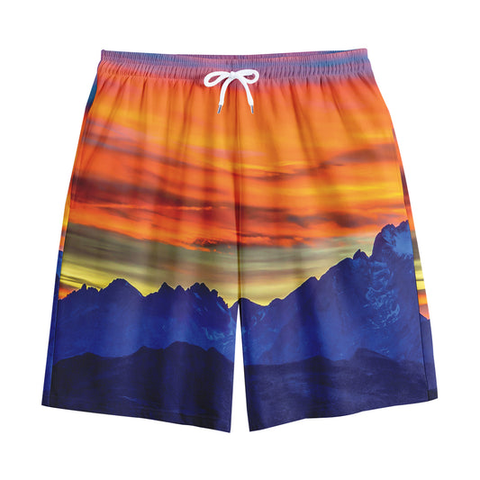 Sunset Mountain Print Cotton Shorts