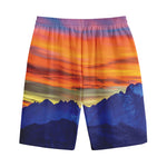 Sunset Mountain Print Cotton Shorts