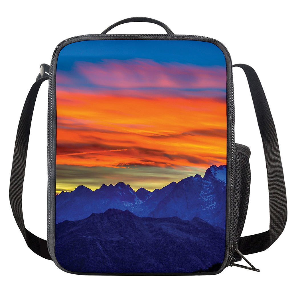 Sunset Mountain Print Crossbody Lunch Bag