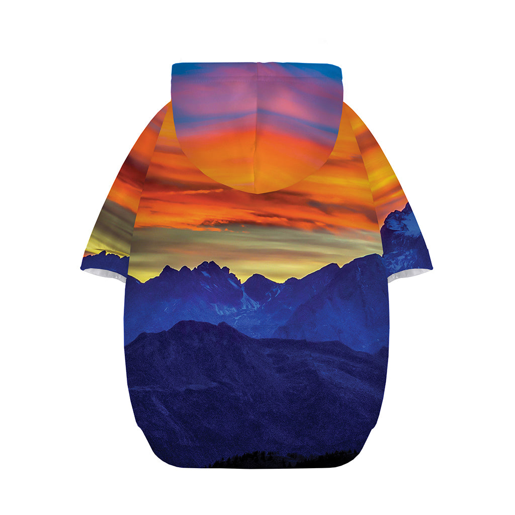 Sunset Mountain Print Dog Zip Up Hoodie