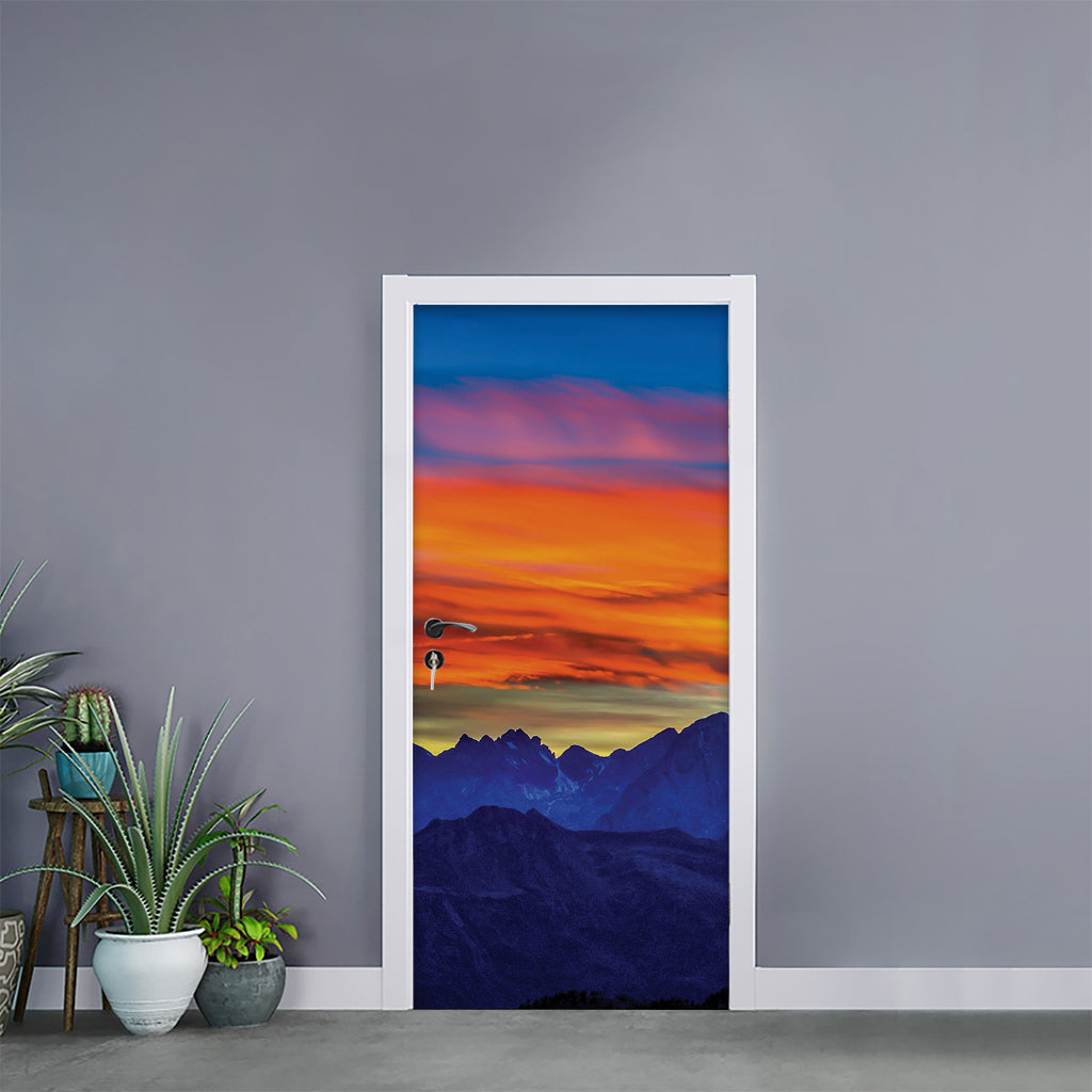 Sunset Mountain Print Door Sticker