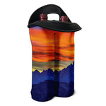 Sunset Mountain Print Double Neoprene Wine Tote
