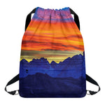 Sunset Mountain Print Drawstring Backpack