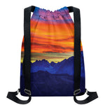 Sunset Mountain Print Drawstring Backpack