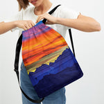 Sunset Mountain Print Drawstring Backpack