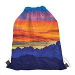 Sunset Mountain Print Drawstring Bag
