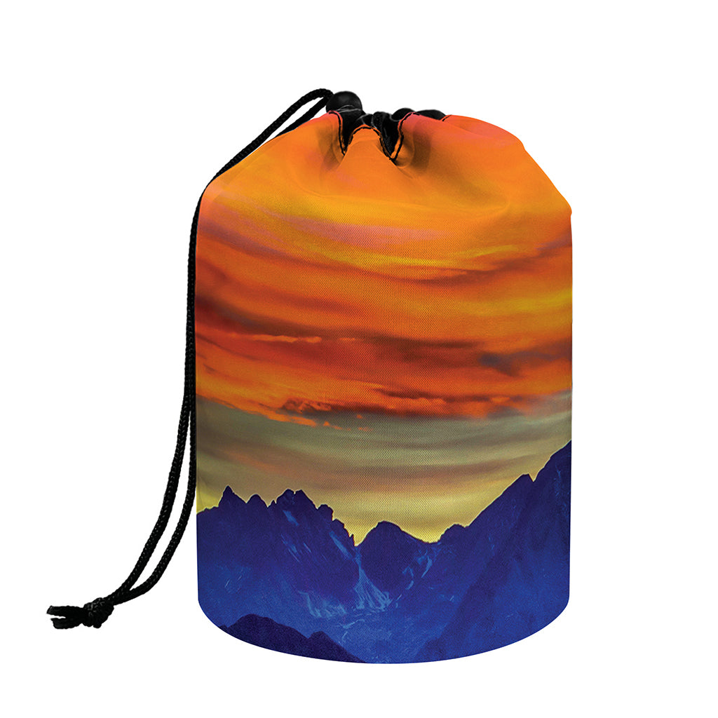 Sunset Mountain Print Drawstring Makeup Bag