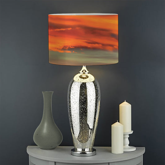 Sunset Mountain Print Drum Lamp Shade