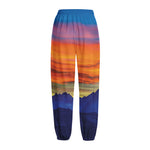 Sunset Mountain Print Fleece Lined Knit Pants