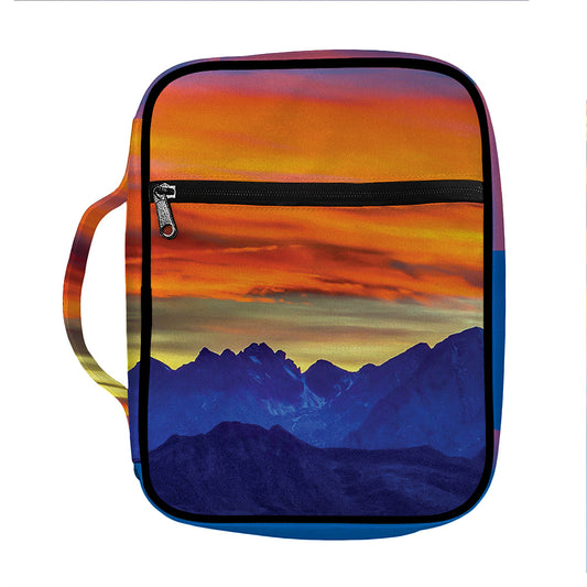 Sunset Mountain Print Front Pocket Bible Bag