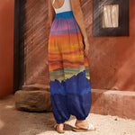 Sunset Mountain Print Harem Pants