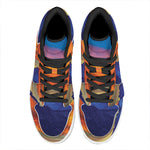 Sunset Mountain Print High Top Leather Sneakers