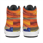 Sunset Mountain Print High Top Leather Sneakers
