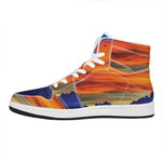 Sunset Mountain Print High Top Leather Sneakers