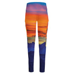 Sunset Mountain Print High-Waisted Pocket Leggings
