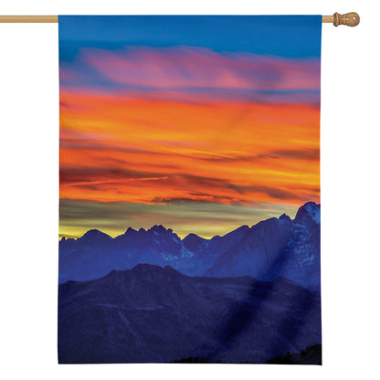 Sunset Mountain Print House Flag