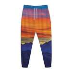 Sunset Mountain Print Jogger Pants
