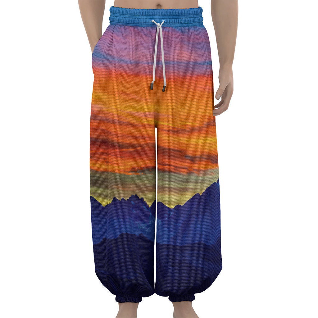 Sunset Mountain Print Lantern Pants