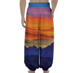 Sunset Mountain Print Lantern Pants