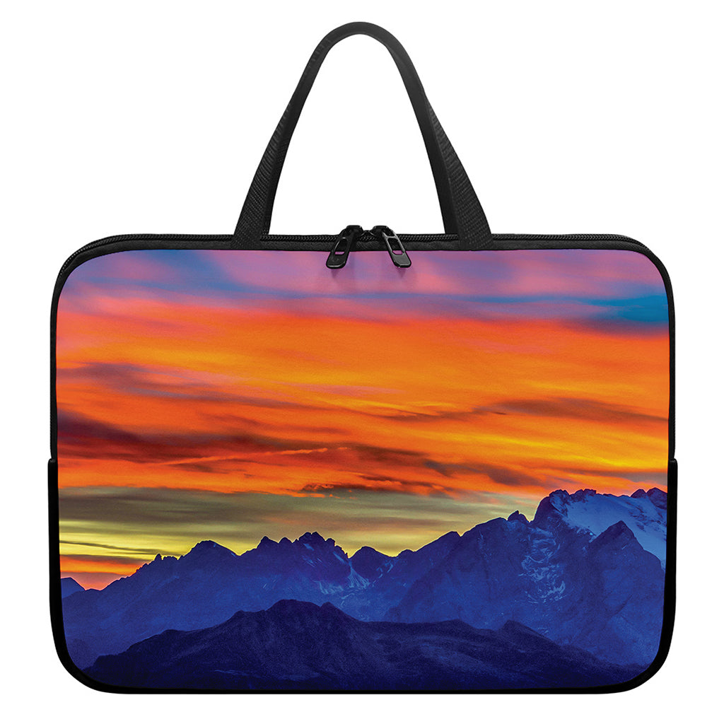 Sunset Mountain Print Laptop Sleeve With Handle