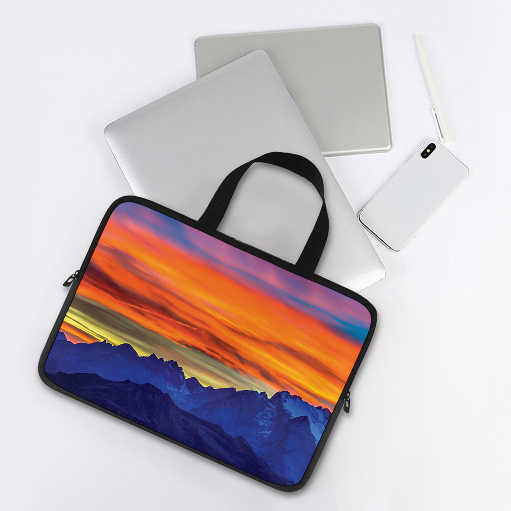 Sunset Mountain Print Laptop Sleeve With Handle
