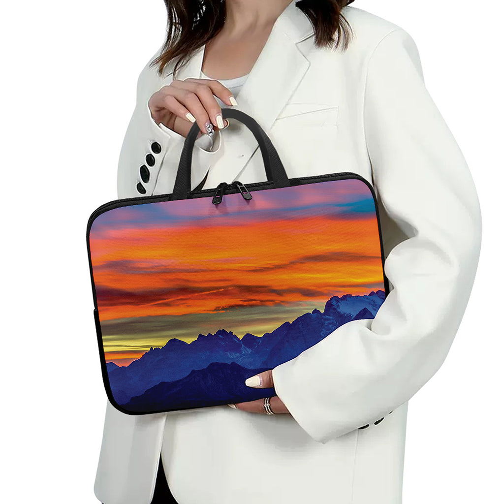 Sunset Mountain Print Laptop Sleeve With Handle