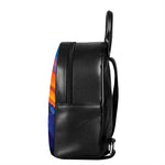 Sunset Mountain Print Leather Backpack