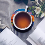 Sunset Mountain Print Leather Coaster Set