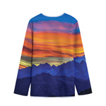 Sunset Mountain Print Long Sleeve Short Coat