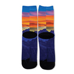 Sunset Mountain Print Long Socks