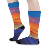 Sunset Mountain Print Long Socks