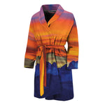 Sunset Mountain Print Men's Bathrobe