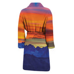 Sunset Mountain Print Men's Bathrobe