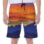 Sunset Mountain Print Men's Beach Shorts