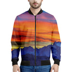 Sunset Mountain Print Men's Bomber Jacket