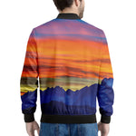 Sunset Mountain Print Men's Bomber Jacket