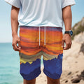 Sunset Mountain Print Men's Cargo Shorts