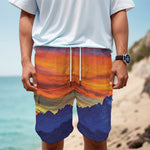 Sunset Mountain Print Men's Cargo Shorts