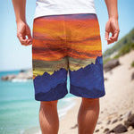 Sunset Mountain Print Men's Cargo Shorts