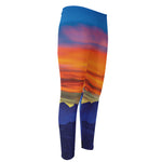 Sunset Mountain Print Men's Compression Pants