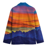 Sunset Mountain Print Men's Cotton Blazer