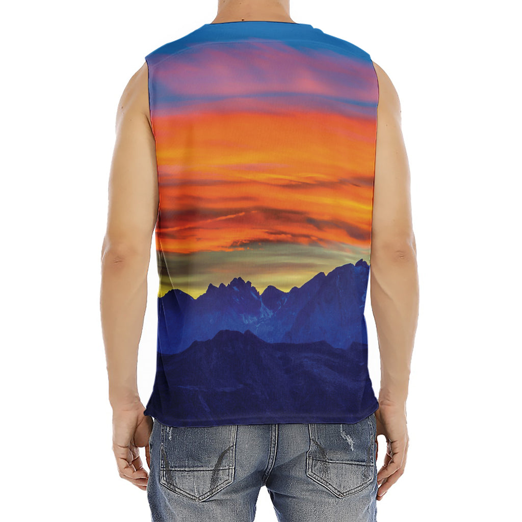 Sunset Mountain Print Men's Fitness Tank Top