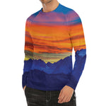 Sunset Mountain Print Men's Long Sleeve Rash Guard