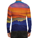 Sunset Mountain Print Men's Long Sleeve Rash Guard