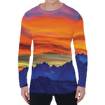Sunset Mountain Print Men's Long Sleeve T-Shirt