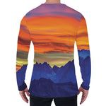 Sunset Mountain Print Men's Long Sleeve T-Shirt