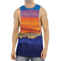 Sunset Mountain Print Men's Muscle Tank Top