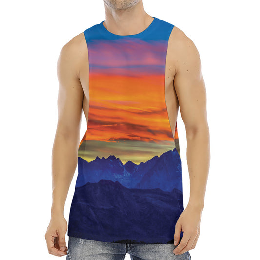 Sunset Mountain Print Men's Muscle Tank Top